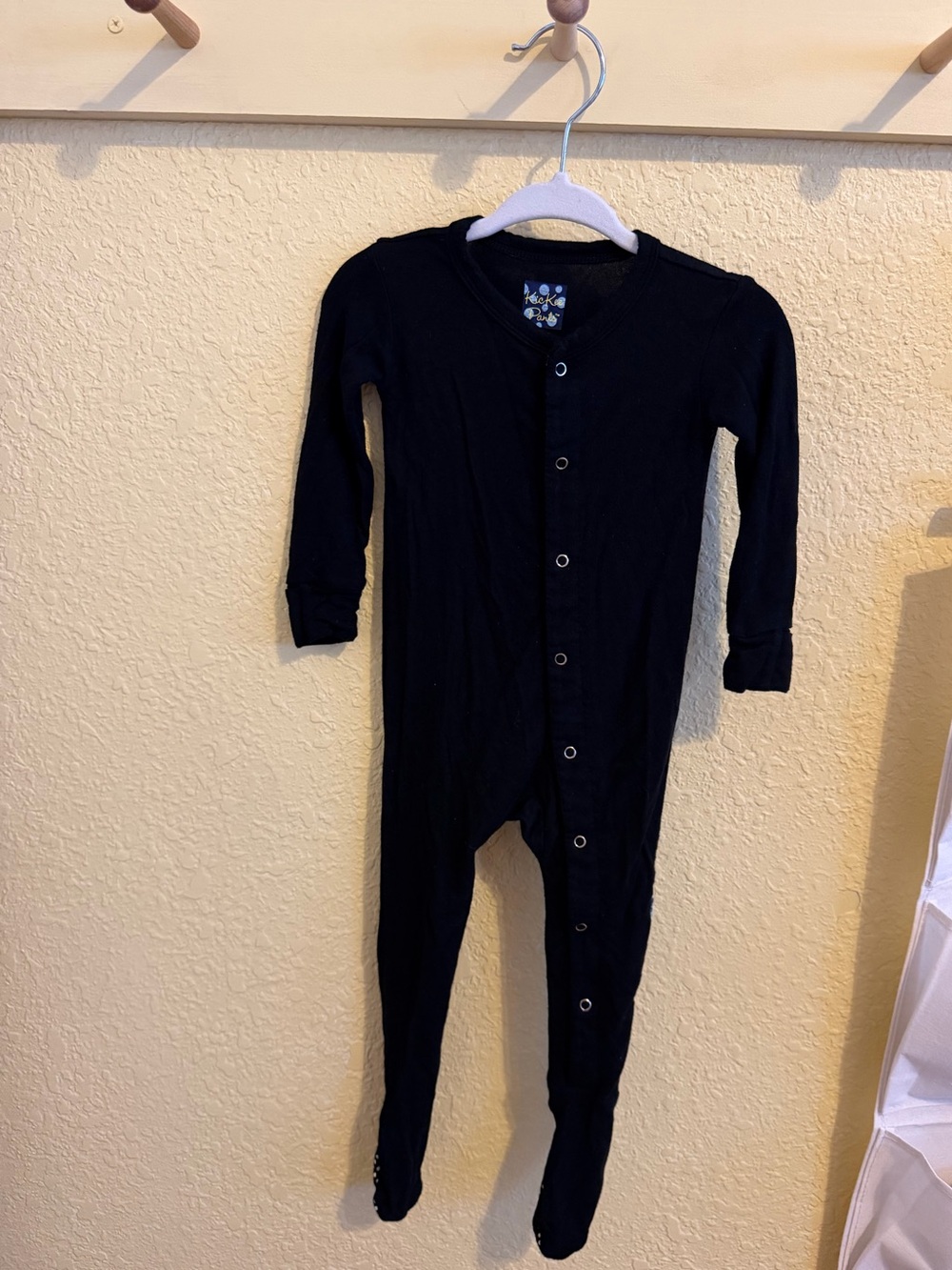 KicKee Black Baby One-Piece Footed Romper